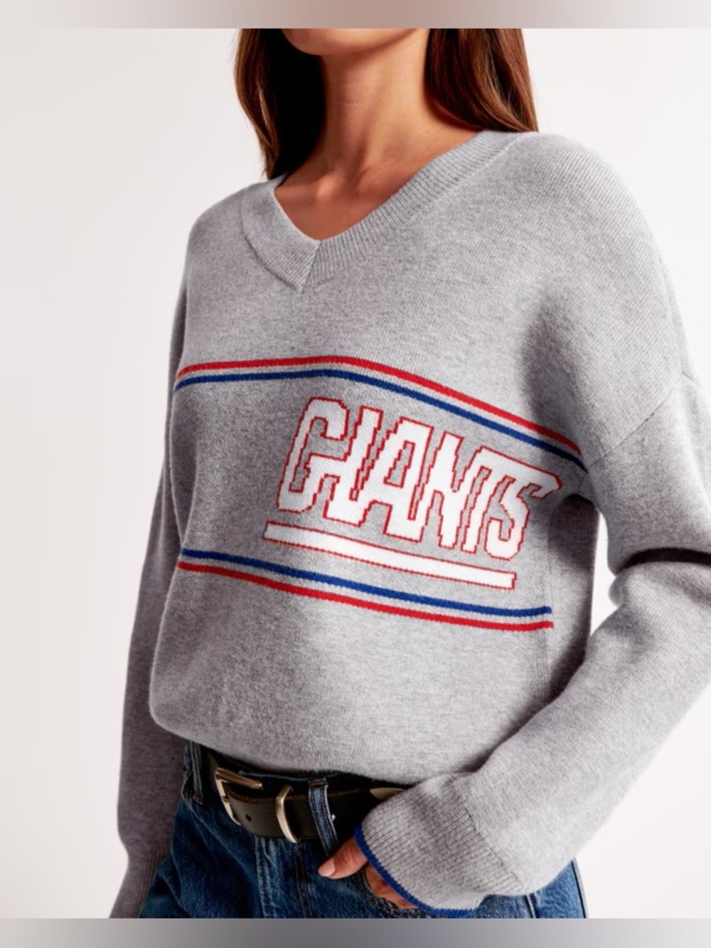 Abercrombie & Fitch New York Giants V-Neck Sweater